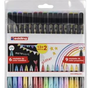ROTULADOR EDDING 1200 METALLIC&GLITTER ESTUCHE 13+2UD