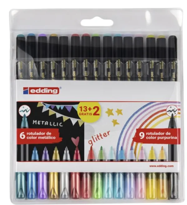 ROTULADOR EDDING 1200 METALLIC&GLITTER ESTUCHE 13+2UD